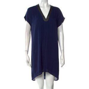 Vince Viscose  Mini Dress Blue with Leather Lining Size Small